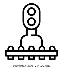 Sicherheitseisenbahnsymbol, Umrissvektor. Eisenbahnlicht. Stoppsicherheit