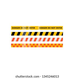 Security red, yellow, white, black stripe set isolated on white background
