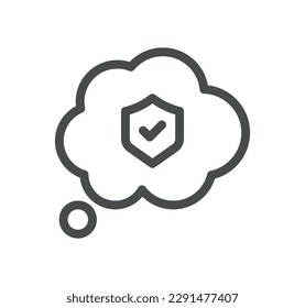 Sicherheitsbezogene Symbolumrandung und lineare Vektorgrafik.
