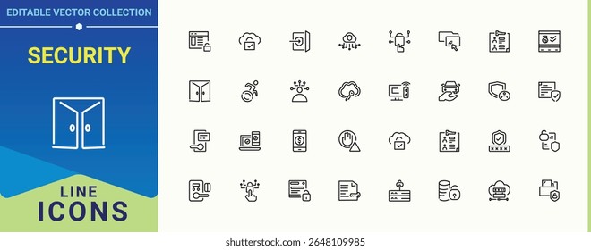 Security related icon set. Contains related to identity, barrier, access control, identification, access, control and more. Access icon set. Minimalist icons pack. Editable vector art.