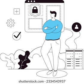 Ilustración de Investigación de Seguridad, Vector para diseño gráfico y web.
