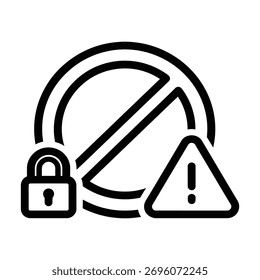 Icono de alerta de restricción de seguridad: Vector de combinación de signos de advertencia, bloqueo y prohibición