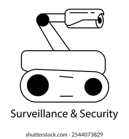 Icono del robot de la seguridad – Robot de la vigilancia con el símbolo de la cámara para la supervisión y la seguridad