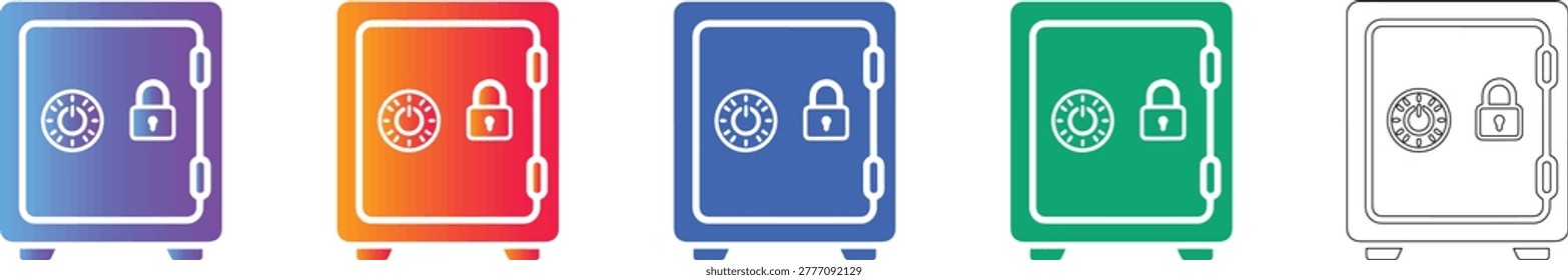 Security Safe Box Vector Icon Set vol 2179