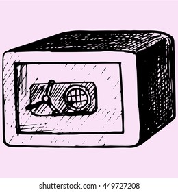 Security safe doodle style sketch illustration hand drawn vector