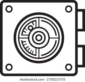 Security safe vault lock icon secure storage money confidentiality protection finance banking strongbox combination sign