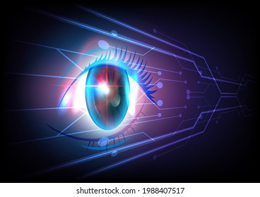 Concepto de seguridad. Perspectiva brillante Ojo de tecnología de fondo digital futurista