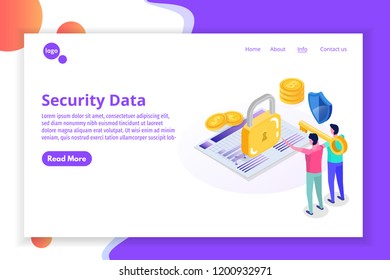 Security, Safety and confidential personal Data Protection Isometric concept.