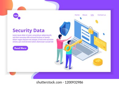 Security, Safety and confidential personal Data Protection Isometric concept.