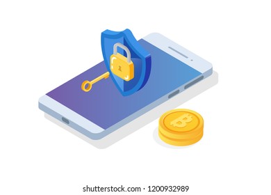 Security, Safety and confidential personal Data Protection Isometric concept.