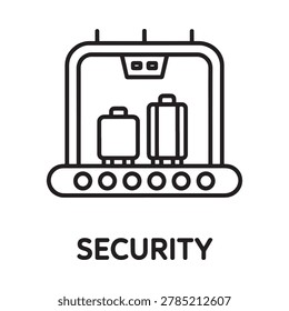 security scanner icon with luggage on conveyor belt