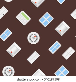 Security seamless pattern 45 degrees. Security sensor and control panel