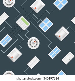 Security seamless pattern 45 degrees. Security sensor communications over wires to the control panel