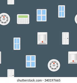 Security seamless pattern. Security sensor and control panel