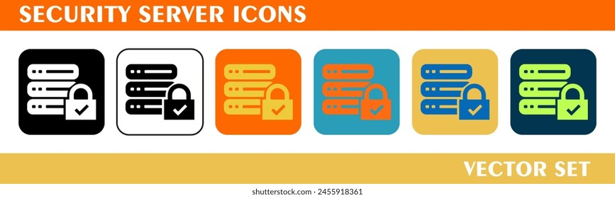 Security server icons design. For sign, symbol, web design or web graphics. Vector flat illustration.