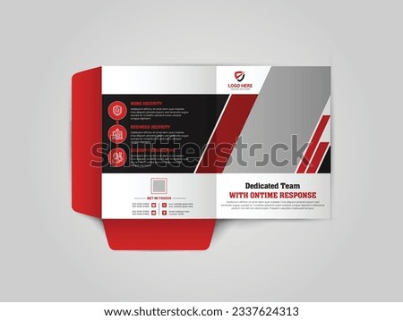 Security Service Business Presentation folder for files, design. Body Guard, cctv camera, Website security service, technology service design. Modern Presentation Folder Design.