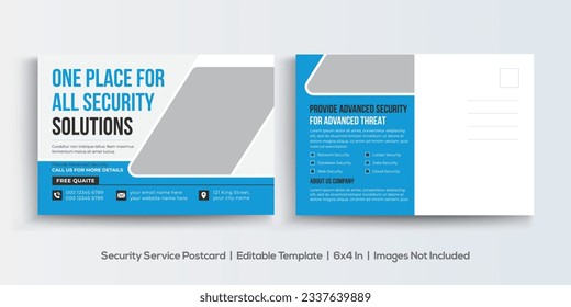 Security Service company postcard design template. Corporate Business Postcard Template Design, Simple and Clean Modern Minimal Postcard Template, Business Postcard Layout