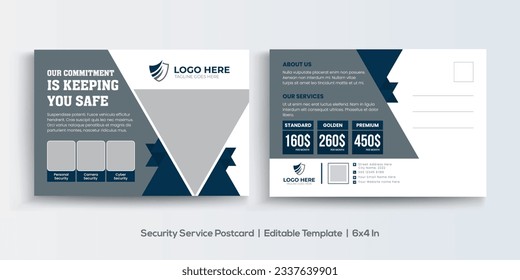 Security Service company postcard design template. Corporate Business Postcard Template Design, Simple and Clean Modern Minimal Postcard Template, Business Postcard Layout