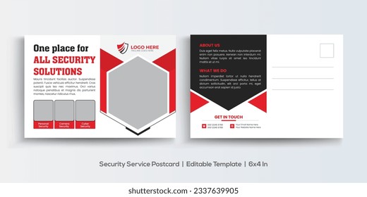 Postkartendesign-Vorlage für das Unternehmen Security Service Corporate Business Postcard Template Design, Einfache und saubere moderne minimale Postkartenvorlage, Business Postcard Layout