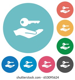 Security service flat white icons on round color backgrounds