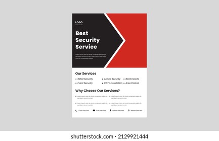 security service flyer design template. private security service poster design. security services solutions poster, flyer design.
