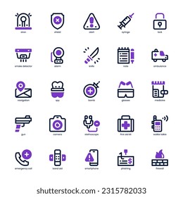 Paquete de iconos de seguridad y servicio para el diseño del sitio web, logotipo, aplicación e interfaz de usuario. Icono de seguridad y servicio de diseño sólido y de línea mixta. Ilustración gráfica vectorial y trazo editable.