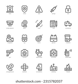 Security and Service Icon pack for your website design, logo, app, and user interface. Security and Service Icon outline design. Vector graphics illustration and editable stroke.