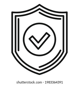 Icono de escudo de servicio de seguridad. Esquema Icono del vector del escudo del servicio de seguridad para el diseño web aislado en fondo blanco