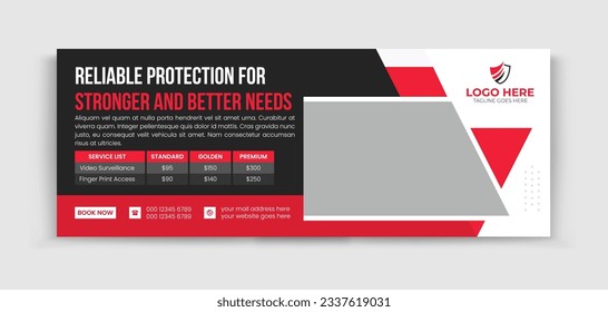 Security Service Timeline Cover Design, Body Guard, cctv camera, Website security service, technology service design