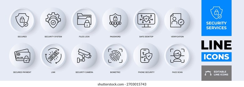 Security Services Stroke Outline Icons