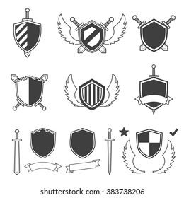 Security set black icons. Vector Illustration