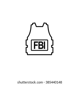 Security Set Bulletproof Vest Fbi Line Icon