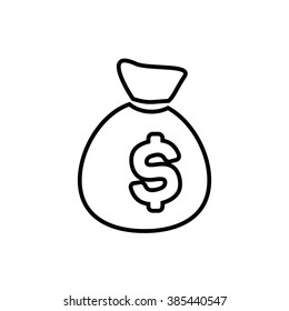 security set dollar money bag line icon