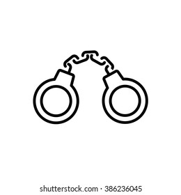 security set handcuffs line icon