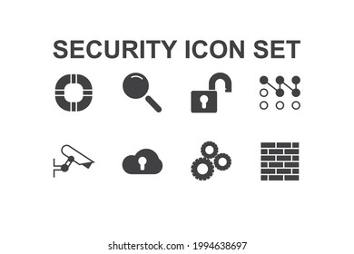 icono de conjunto de seguridad, icono de signo de conjunto de seguridad aislado, ilustración vectorial