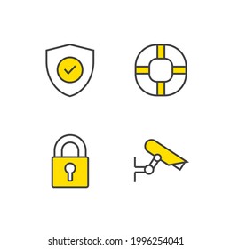 icono de conjunto de seguridad, icono de signo de conjunto de seguridad aislado, ilustración vectorial