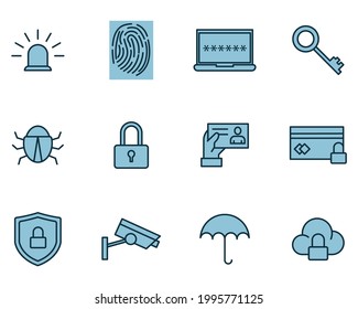 Security set icon symbol template for graphic and web design collection logo vector illustration