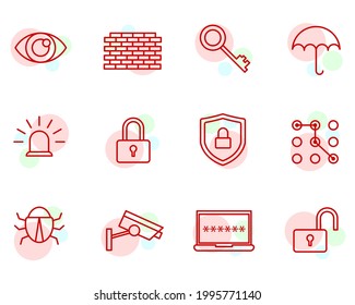 Security set icon symbol template for graphic and web design collection logo vector illustration