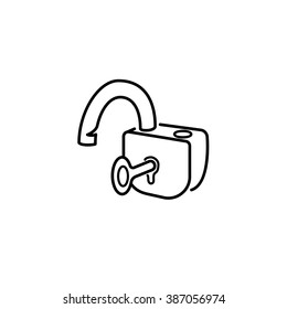 security set lock open perspective line icon