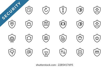 Security set of web icons in line style. Cyber Security and internet protection icons for web and mobile app. Password, security system, finger print, spy, electronic key and more. Vector illustration