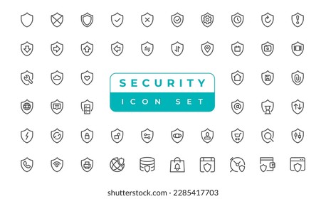 Security set of web icons in line style. Cyber Security and internet protection icons for web and mobile app. Password, security system, finger print, spy, electronic key and more. Vector illustration