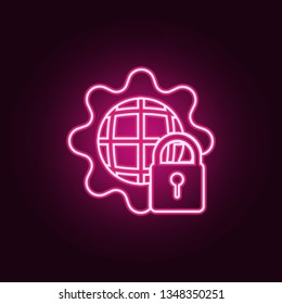 security setting icon. Elements of cyber security in neon style icons. Simple icon for websites, web design, mobile app, info graphics
