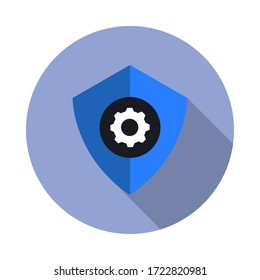 security setting long shadow icon. Simple color vector of virus and antivirus icons for ui and ux, website or mobile application
