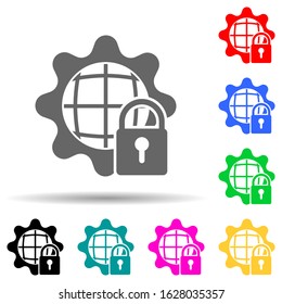 security setting multi color style icon. Simple glyph, flat vector of cyber security icons for ui and ux, website or mobile application