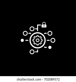 Security Settings Icon. Isolated Illustration. App Symbol or UI element. Gear in Circle with Radio Buttons and Padlock.