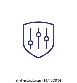 security settings line icon with a shield