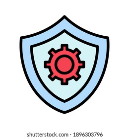 Security, settings, shield icon vector image. Can also be used for cyber security. Suitable for use on web apps, mobile apps and print media.
