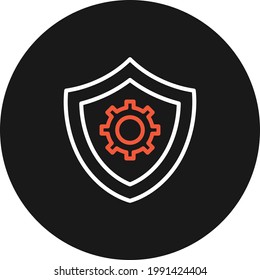 Security, settings, shield icon vector image. Can also be used for cyber security. Suitable for use on web apps, mobile apps and print media.