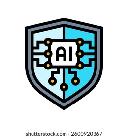 security shield with ai deep learning color icon vector. security shield with ai deep learning sign. isolated symbol illustration