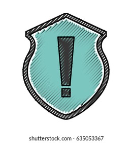 security shield with alert sign isolated icon